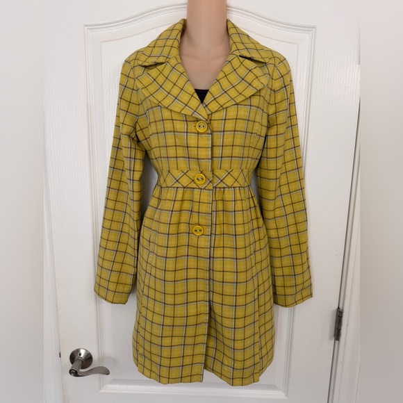 Susina From Nordstrom Lightweight Yellow Plaid Flannel Button-Up Coat, Size M - Picture 3 of 13